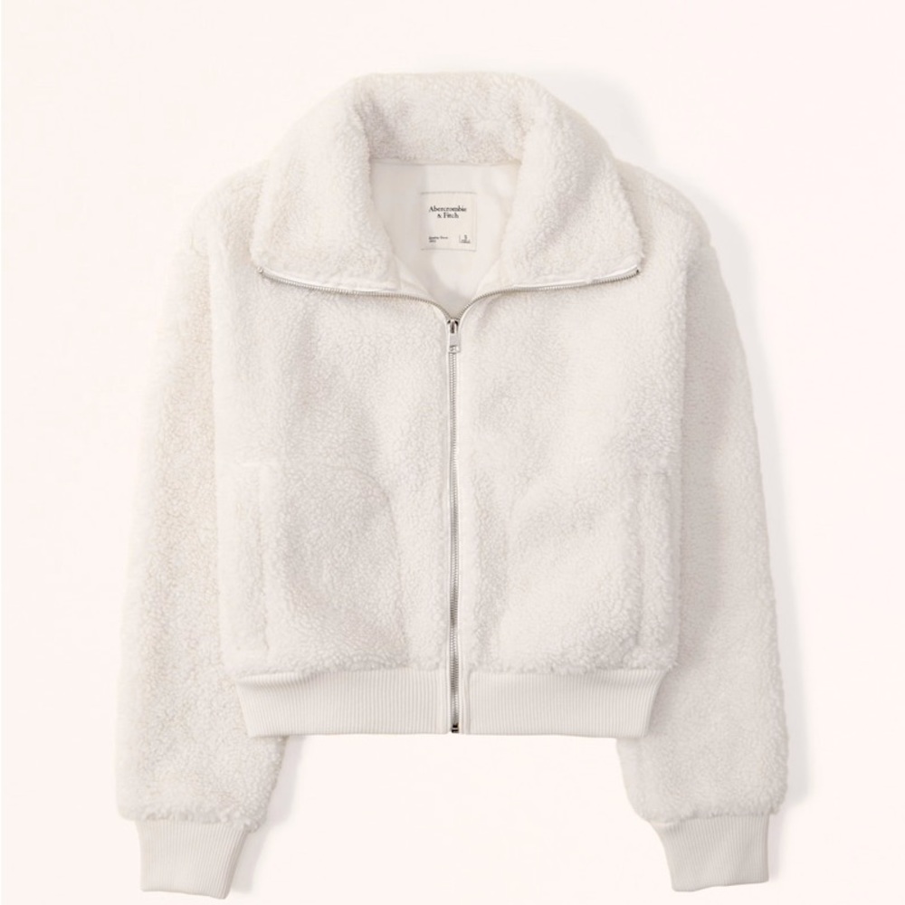 Abercrombie white Sherpa Jacket Sweater